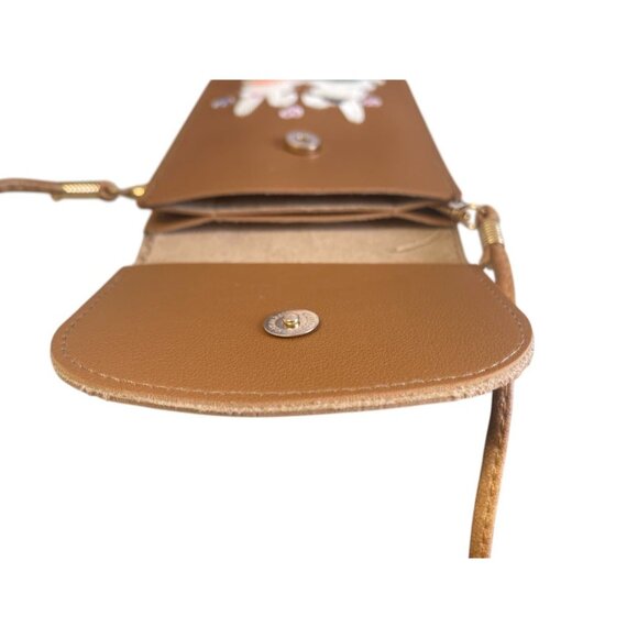 Brown Crossbody Shoulder Bag With Bunny Design & Pom Pom Accents - Picture 3 of 3